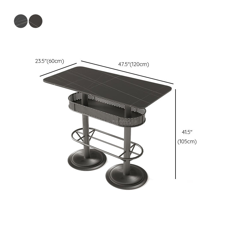 Industrial Style Bar Wine Table Black Color Bar Dining Table with Storage Clearhalo 'Bar Furniture' 'Bar Tables' 'bar_tables' 'furn' 'furn_bar_tables' 'Furniture' 'Kitchen & Dining Furniture' 6987406