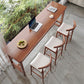 Modern Style Rectangle Bar Table Solid Wood Fixed Bistro Bar Desk for Living Room