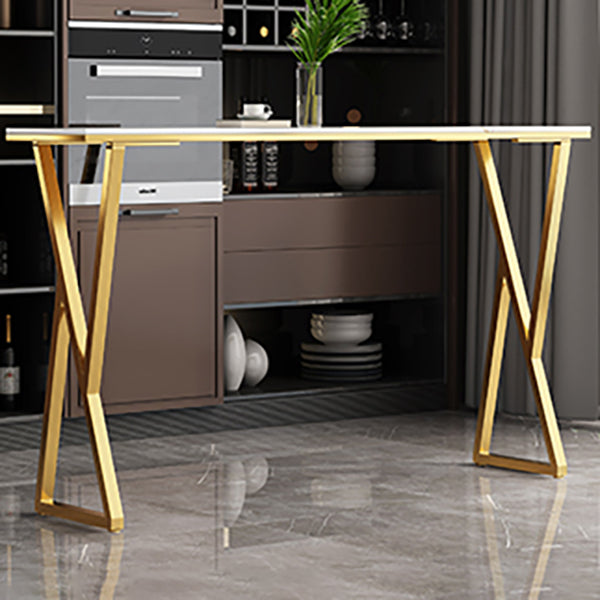 Glam Style Bar Table Rectangle Stone Bar Dining Table for Home White Without Chairs Clearhalo 'Bar Furniture' 'Bar Tables' 'bar_tables' 'furn' 'furn_bar_tables' 'Furniture' 'Kitchen & Dining Furniture' 6987443