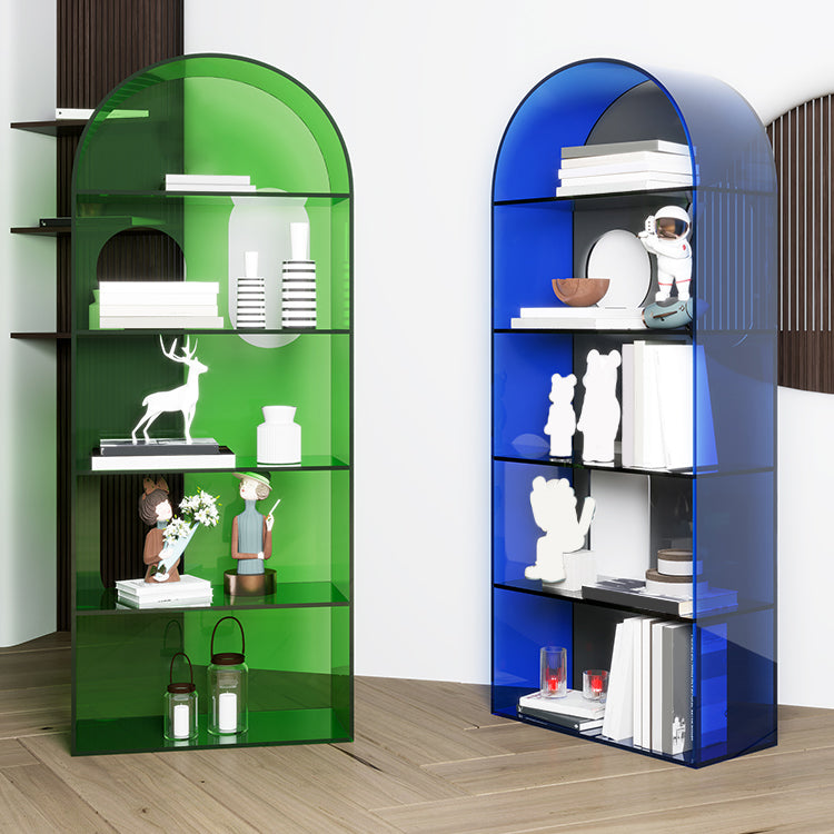 Closed Back Standard Bookshelf Acrylic Bookcase with Rectangular Shelves Clearhalo 'Bookcases' 'furn' 'furn_bookcases' 'Furniture' 'Office Furniture' 6987660