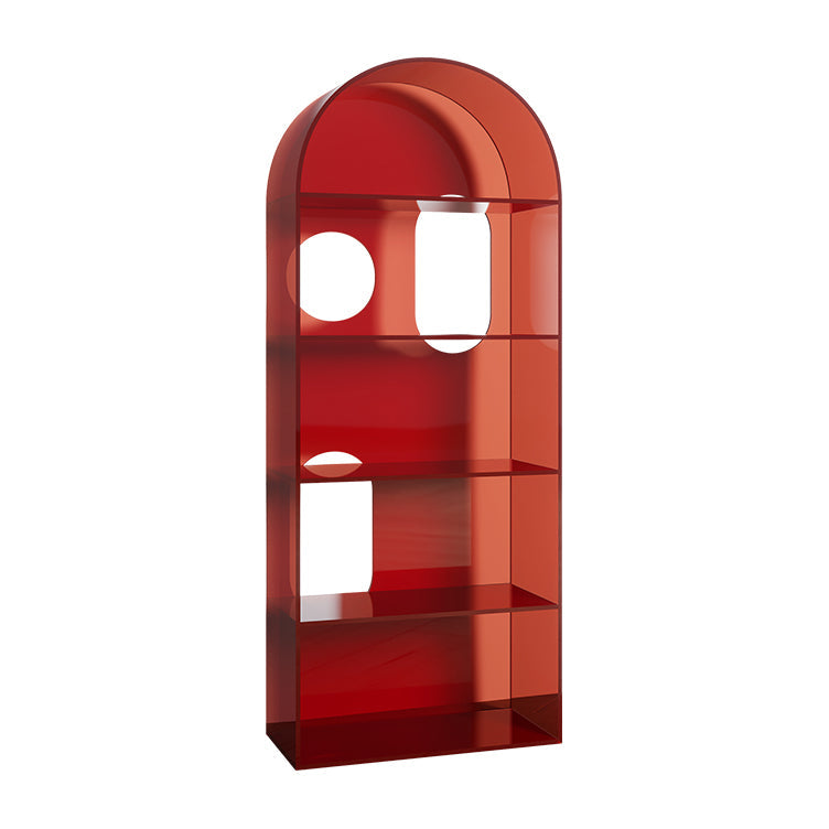 Closed Back Standard Bookshelf Acrylic Bookcase with Rectangular Shelves Red Clearhalo 'Bookcases' 'furn' 'furn_bookcases' 'Furniture' 'Office Furniture' 6987665