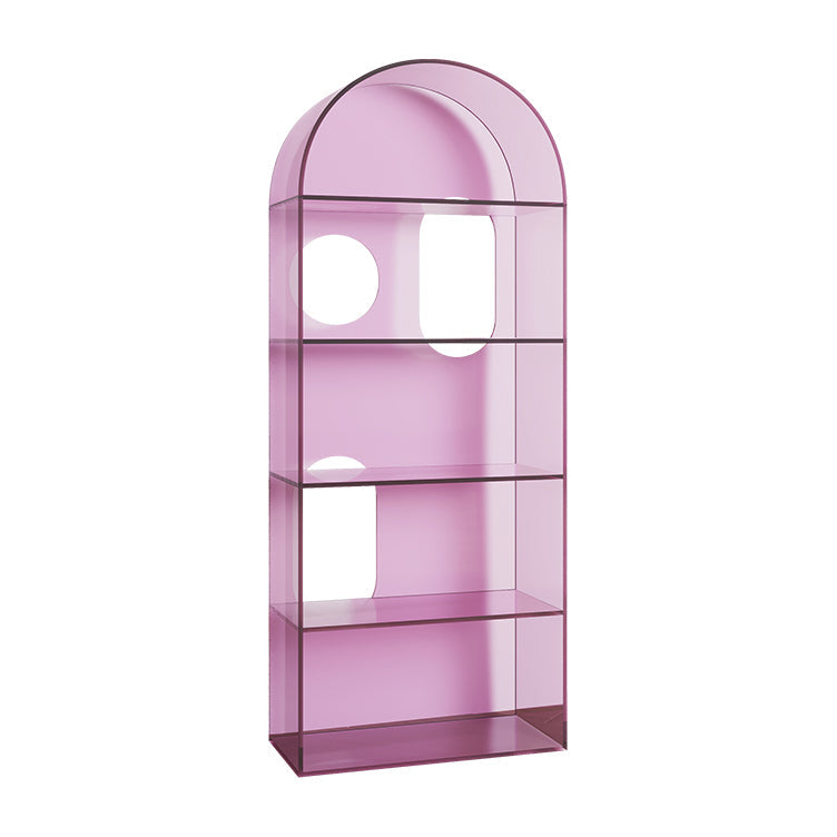 Closed Back Standard Bookshelf Acrylic Bookcase with Rectangular Shelves Pink Clearhalo 'Bookcases' 'furn' 'furn_bookcases' 'Furniture' 'Office Furniture' 6987667