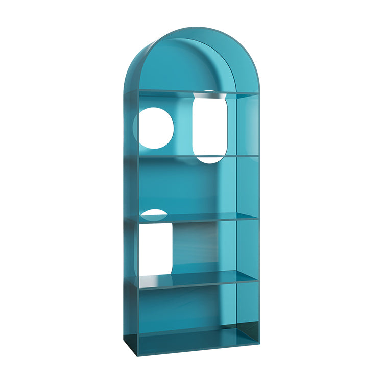 Closed Back Standard Bookshelf Acrylic Bookcase with Rectangular Shelves Lake Blue Clearhalo 'Bookcases' 'furn' 'furn_bookcases' 'Furniture' 'Office Furniture' 6987669