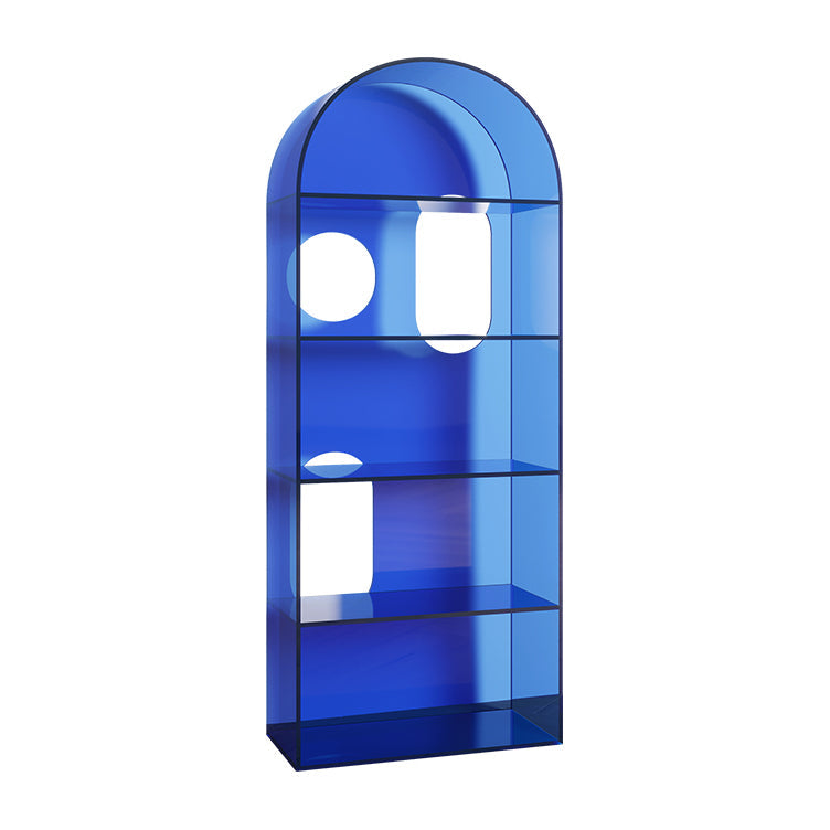 Closed Back Standard Bookshelf Acrylic Bookcase with Rectangular Shelves Blue Clearhalo 'Bookcases' 'furn' 'furn_bookcases' 'Furniture' 'Office Furniture' 6987672