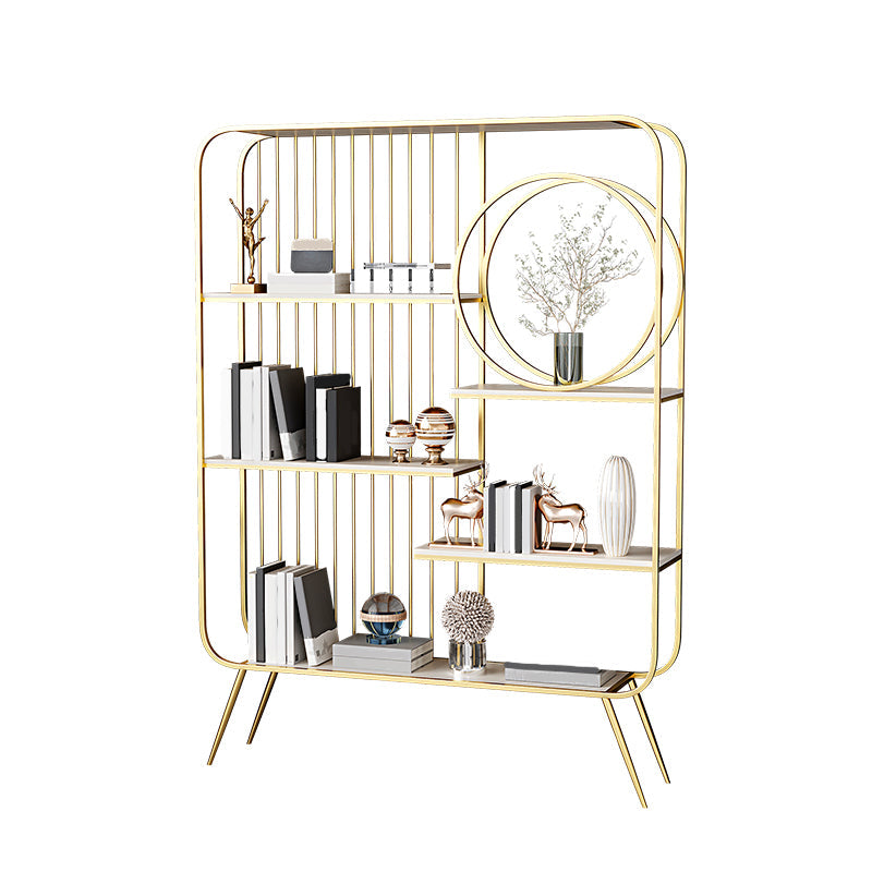 Metal Open Back Bookshelf Standard Shelves Included Bookcase for Study Room 55.1"L x 11.8"W x 70.9"H Gold Clearhalo 'Bookcases' 'furn' 'furn_bookcases' 'Furniture' 'Office Furniture' 6987707