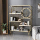 Metal Open Back Bookshelf Standard Shelves Included Bookcase for Study Room 47.2"L x 11.8"W x 70.9"H Gold Clearhalo 'Bookcases' 'furn' 'furn_bookcases' 'Furniture' 'Office Furniture' 6987711