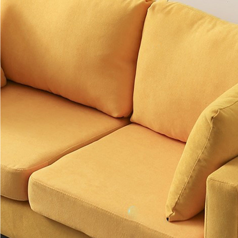 2つの枕を備えた現代ソファスクエアアームリビングルームファブリック座席