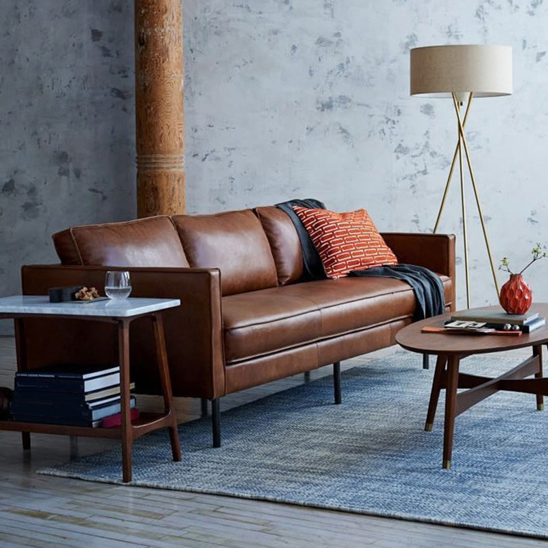 Faux Leder Tufted Rücken Cabrio Sofa Nordic Style Wohnzimmer Sitzgelegenheiten