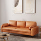 Contemporary Faux Leather Pillows Square Arm Living Room 3 Seater Seating