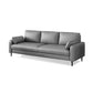 Contemporary Faux Leather Pillows Square Arm Living Room 3 Seater Seating