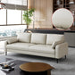 Contemporary Faux Leather Pillows Square Arm Living Room 3 Seater Seating