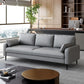 Contemporary Faux Leather Pillows Square Arm Living Room 3 Seater Seating