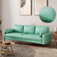 Contemporary Faux Leather Pillows Square Arm Living Room 3 Seater Seating