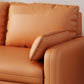 Contemporary Faux Leather Pillows Square Arm Living Room 3 Seater Seating