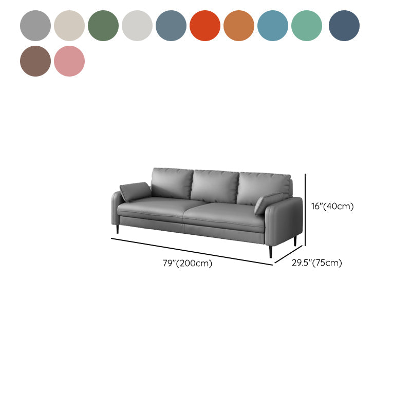 Contemporary Faux Leather Pillows Square Arm Living Room 3 Seater Seating