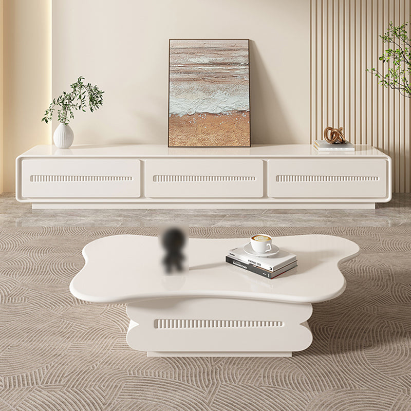 Tavolino moderno in legno bianco Forma a tavolino singolo con 2 cassetti