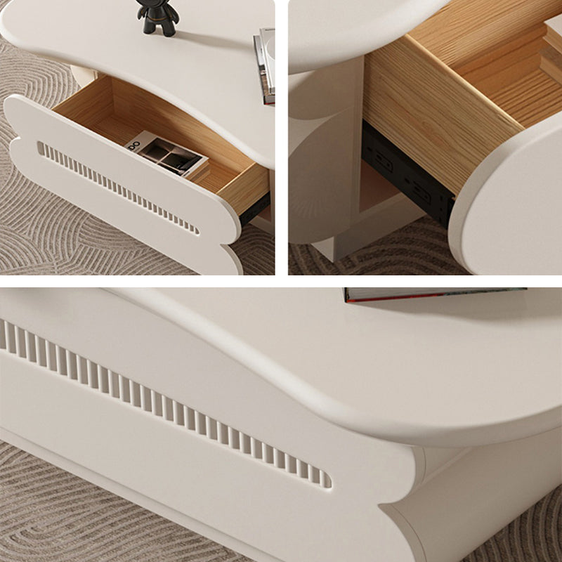 Tavolino moderno in legno bianco Forma a tavolino singolo con 2 cassetti