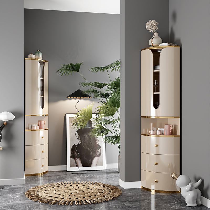 Scandinavian Bombe Accent Cabinet Solid Wood Side Cabinet in White Clearhalo 'Cabinets & Chests' 'cabinets_chests' 'furn' 'furn_cabinets_chests' 'Furniture' 'Living Room Furniture' 6993107