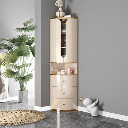 Scandinavian Bombe Accent Cabinet Solid Wood Side Cabinet in White Gold Clearhalo 'Cabinets & Chests' 'cabinets_chests' 'furn' 'furn_cabinets_chests' 'Furniture' 'Living Room Furniture' 6993113