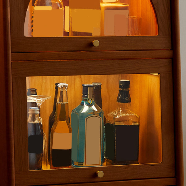 43.3" Tall Natural 1-Drawer Side Cabinet in Cherry 2 Glass Door Solid Wood Chest Clearhalo 'Cabinets & Chests' 'cabinets_chests' 'furn' 'furn_cabinets_chests' 'Furniture' 'Living Room Furniture' 6993120