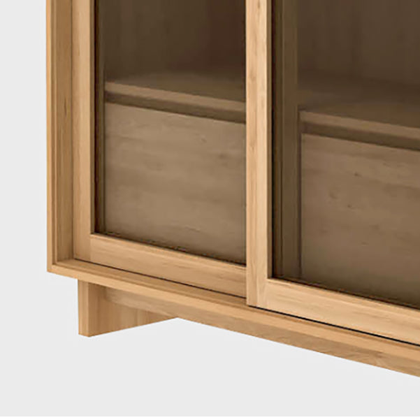 72" Tall Natural Glass Paned Accent Cabinet 2 Drawers Solid Wood Chest Clearhalo 'Cabinets & Chests' 'cabinets_chests' 'furn' 'furn_cabinets_chests' 'Furniture' 'Living Room Furniture' 6993132