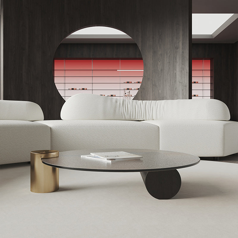 Tavolino in vetro rotondo 2 gambe tavolino tropicale singolo