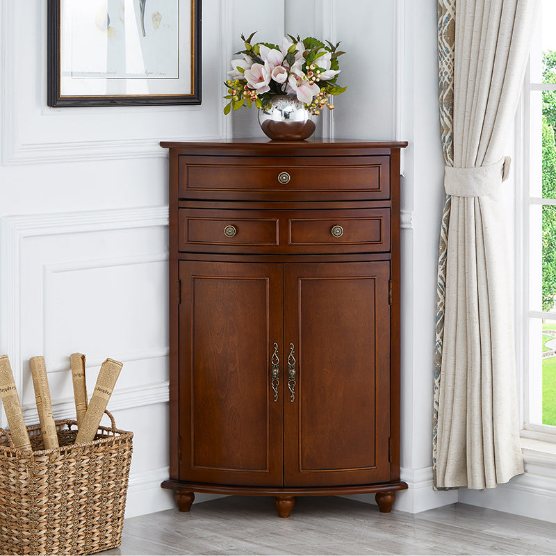 Mid-Century Modern Home Paned Cabinet Solid Wood Corner Side Cabinet Clearhalo 'Cabinets & Chests' 'cabinets_chests' 'furn' 'furn_cabinets_chests' 'Furniture' 'Living Room Furniture' 6993211