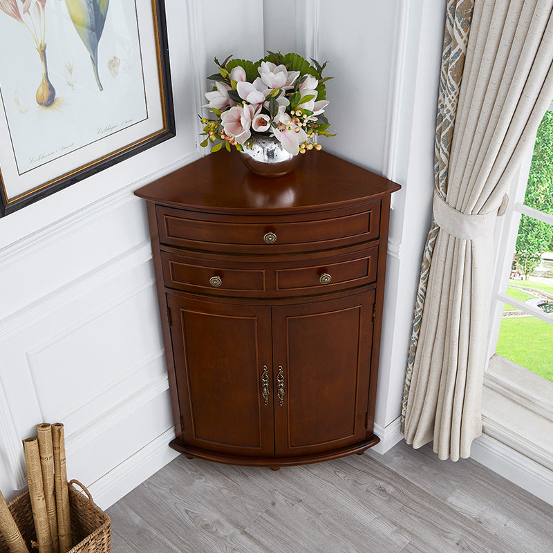 Mid-Century Modern Home Paned Cabinet Solid Wood Corner Side Cabinet Clearhalo 'Cabinets & Chests' 'cabinets_chests' 'furn' 'furn_cabinets_chests' 'Furniture' 'Living Room Furniture' 6993212