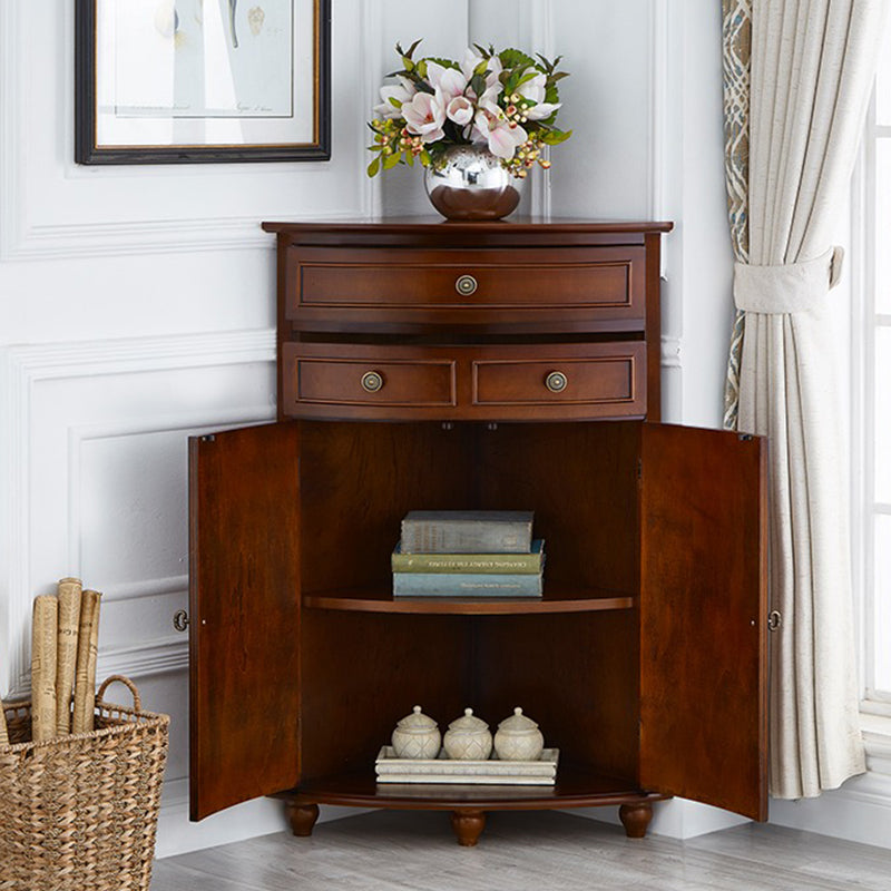 Mid-Century Modern Home Paned Cabinet Solid Wood Corner Side Cabinet Clearhalo 'Cabinets & Chests' 'cabinets_chests' 'furn' 'furn_cabinets_chests' 'Furniture' 'Living Room Furniture' 6993214