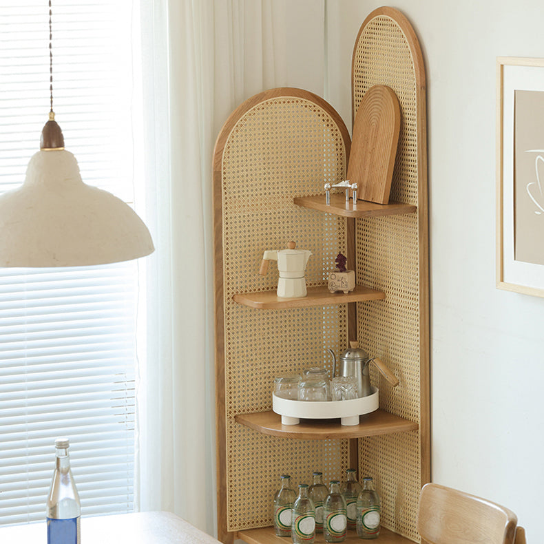 Gabinete de almacenamiento de triángulo de madera maciza de 71.3 "de cofre de rincón de alta calidad con 4 estantes