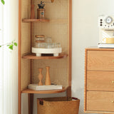 Gabinete de almacenamiento de triángulo de madera maciza de 71.3 "de cofre de rincón de alta calidad con 4 estantes