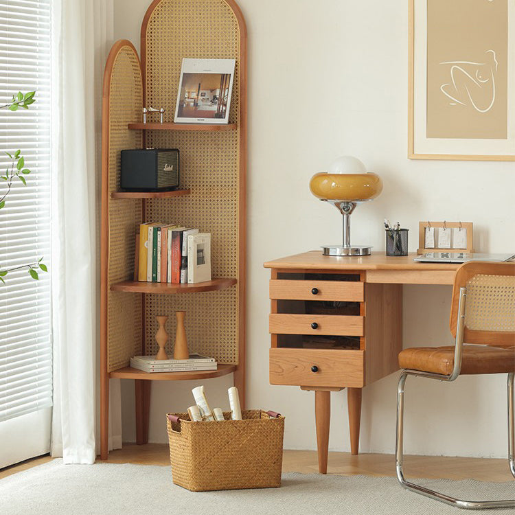 71,3 "Corner de poitrine de poitrine en bois massif en bois massif triangle de rangement avec 4 étagères