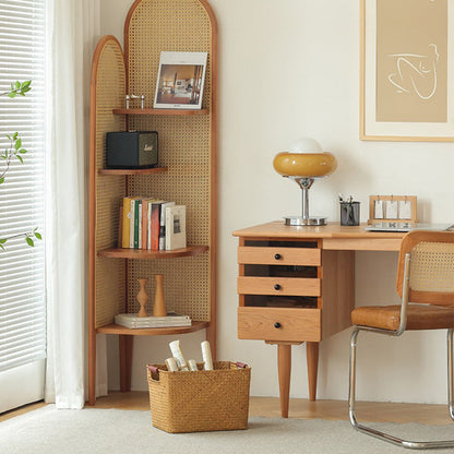 Gabinete de almacenamiento de triángulo de madera maciza de 71.3 "de cofre de rincón de alta calidad con 4 estantes