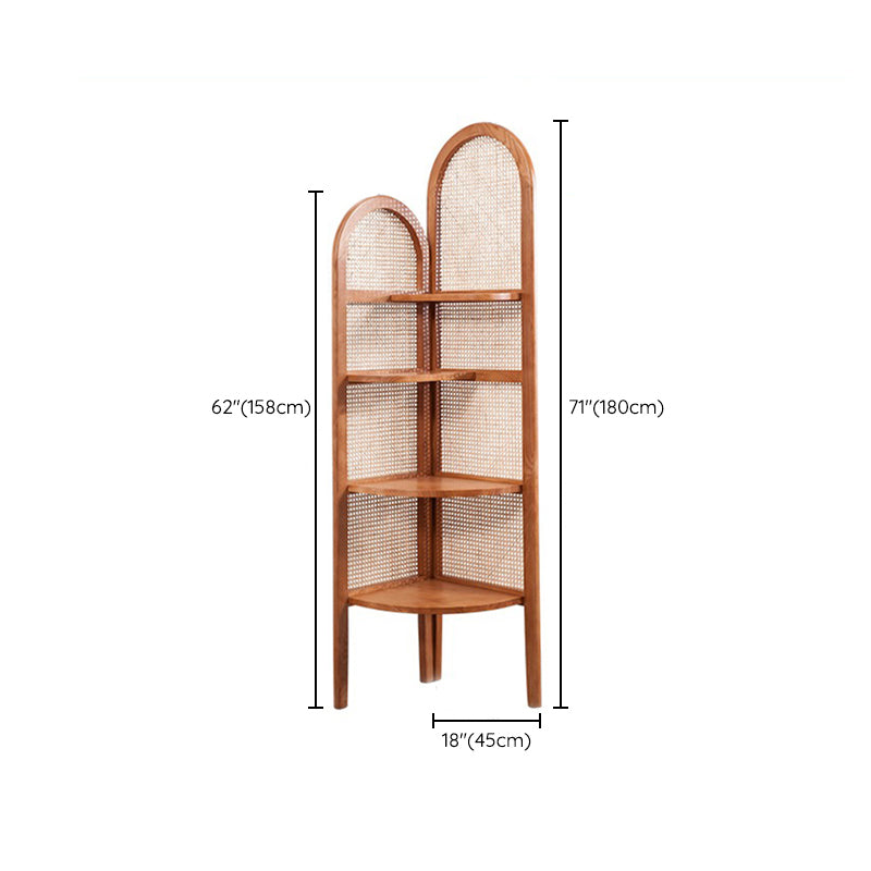 Gabinete de almacenamiento de triángulo de madera maciza de 71.3 "de cofre de rincón de alta calidad con 4 estantes