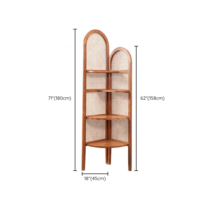 Gabinete de almacenamiento de triángulo de madera maciza de 71.3 "de cofre de rincón de alta calidad con 4 estantes