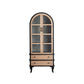 2-Door and 2-Drawer Accent Cabinet 69" Tall Solid Wood Glass Paned Storage Cabinet Natural Wood Black Clearhalo 'Cabinets & Chests' 'cabinets_chests' 'furn' 'furn_cabinets_chests' 'Furniture' 'Living Room Furniture' 6993253