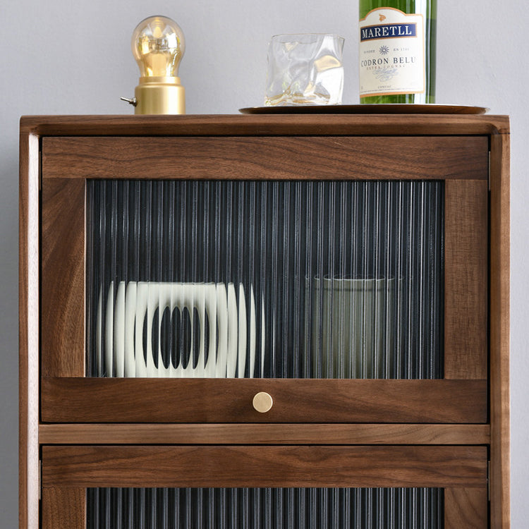 43.7" Tall 2-Drawer & 2-Door Cabinet Pine Wood Glass Paned Chest Clearhalo 'Cabinets & Chests' 'cabinets_chests' 'furn' 'furn_cabinets_chests' 'Furniture' 'Living Room Furniture' 6993266