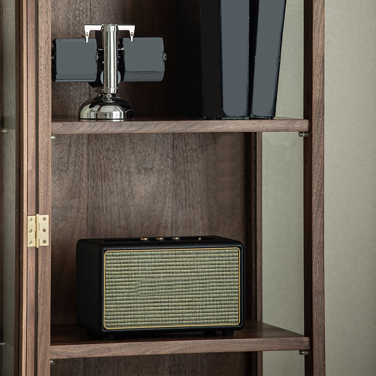 66.9" Tall 2-Drawer Accent Cabinet Solid Wood Glass Paned Side Cabinet in Walnut Brown Clearhalo 'Cabinets & Chests' 'cabinets_chests' 'furn' 'furn_cabinets_chests' 'Furniture' 'Living Room Furniture' 6993280