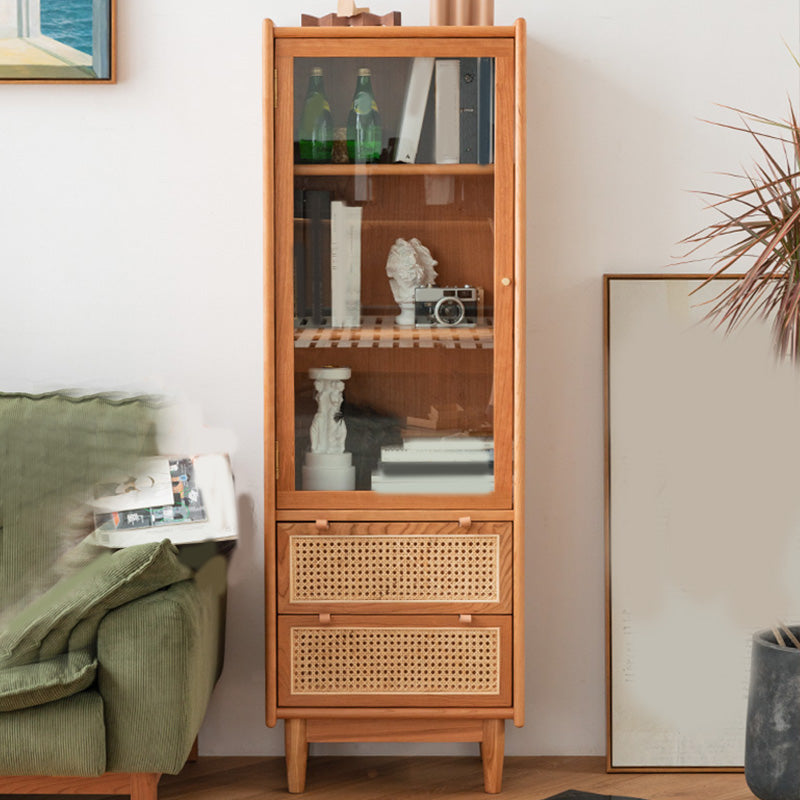 59" Tall Pine Wood Accent Cabinet Natural 1-Door Chest with 2-Drawer Natural Clearhalo 'Cabinets & Chests' 'cabinets_chests' 'furn' 'furn_cabinets_chests' 'Furniture' 'Living Room Furniture' 6993289