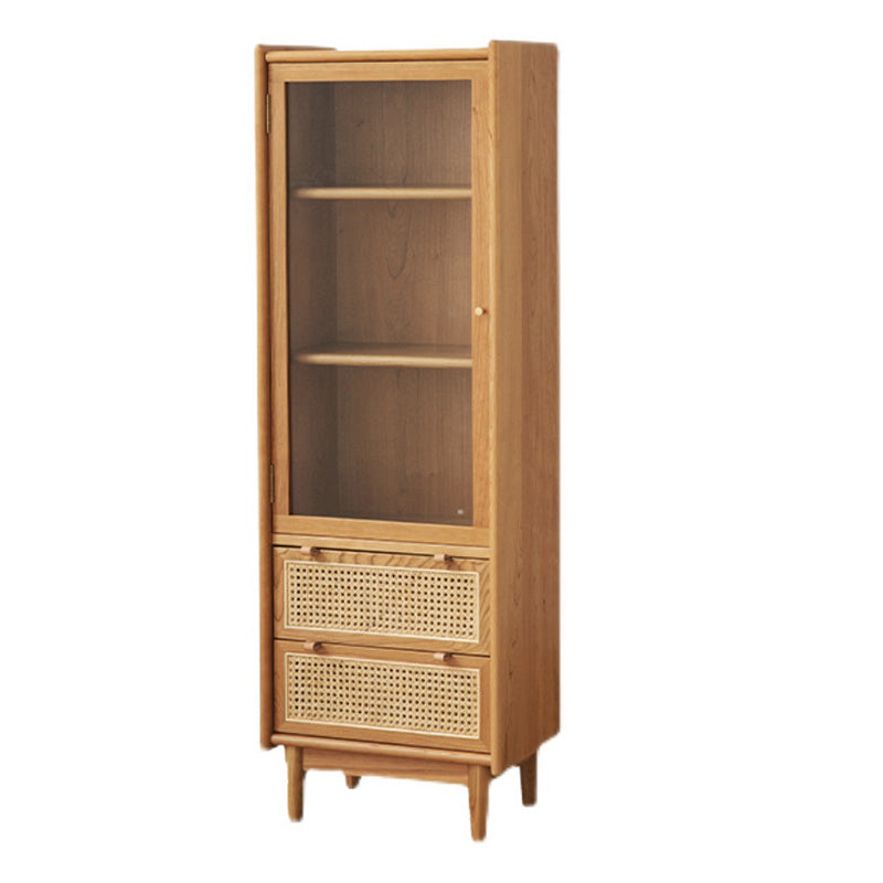 59" Tall Pine Wood Accent Cabinet Natural 1-Door Chest with 2-Drawer Light Wood Clearhalo 'Cabinets & Chests' 'cabinets_chests' 'furn' 'furn_cabinets_chests' 'Furniture' 'Living Room Furniture' 6993290