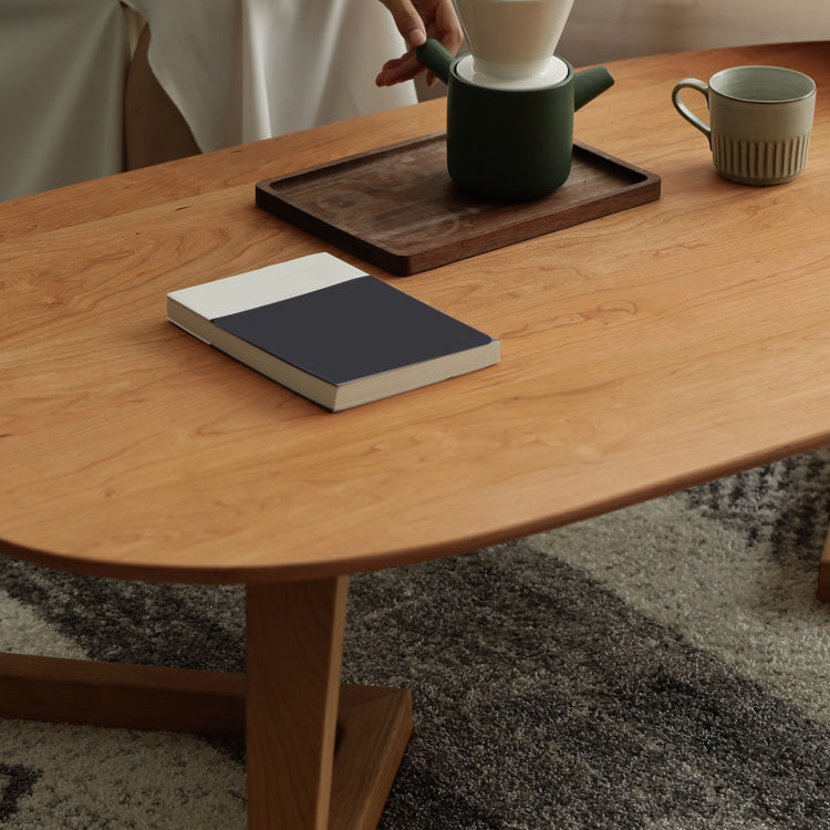 Ash Wood 2 gambe tavolino da caffè ellittico 2 tavolo da cocktail nidificante