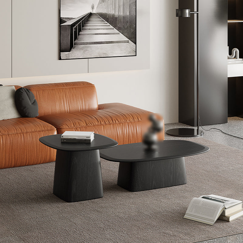 Pedestal Coffee Table Black Solid Wood Coffee Cocktail Table Clearhalo 'Coffee & Accent Tables' 'Coffee Tables' 'coffee_tables' 'furn' 'furn_coffee_tables' 'Furniture' 'Living Room Furniture' 6993345