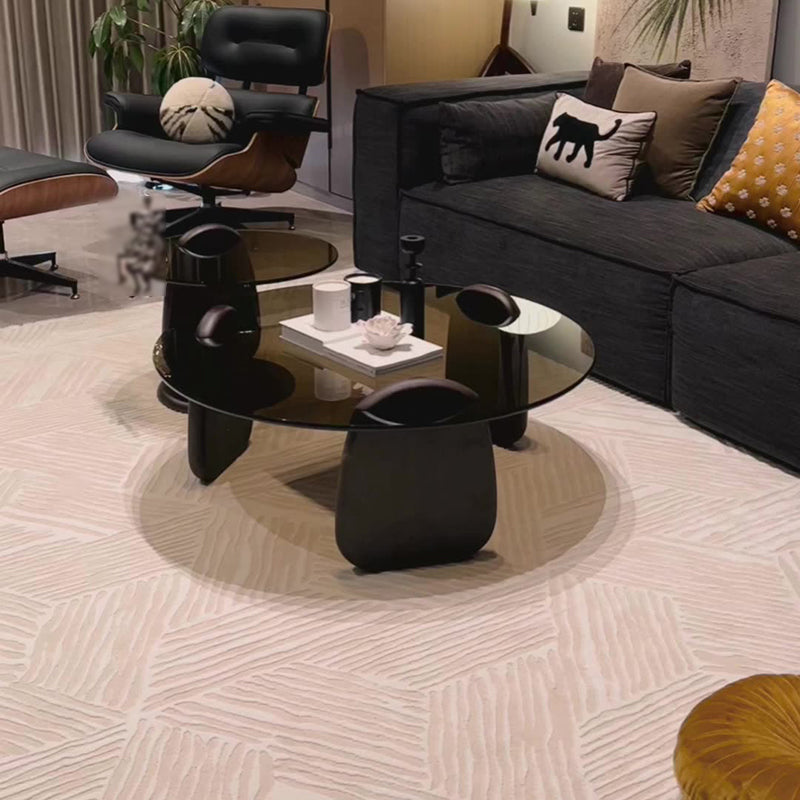 Glass Top Coffee or End Table Black 2 Legs Coffee Cocktail Table