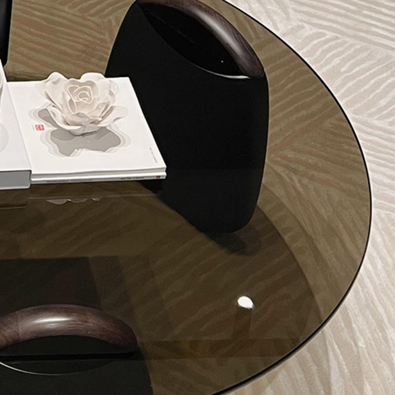 Glass Top Coffee or End Table Black 2 Legs Coffee Cocktail Table