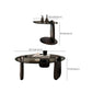 Glass Top Coffee or End Table Black 2 Legs Coffee Cocktail Table