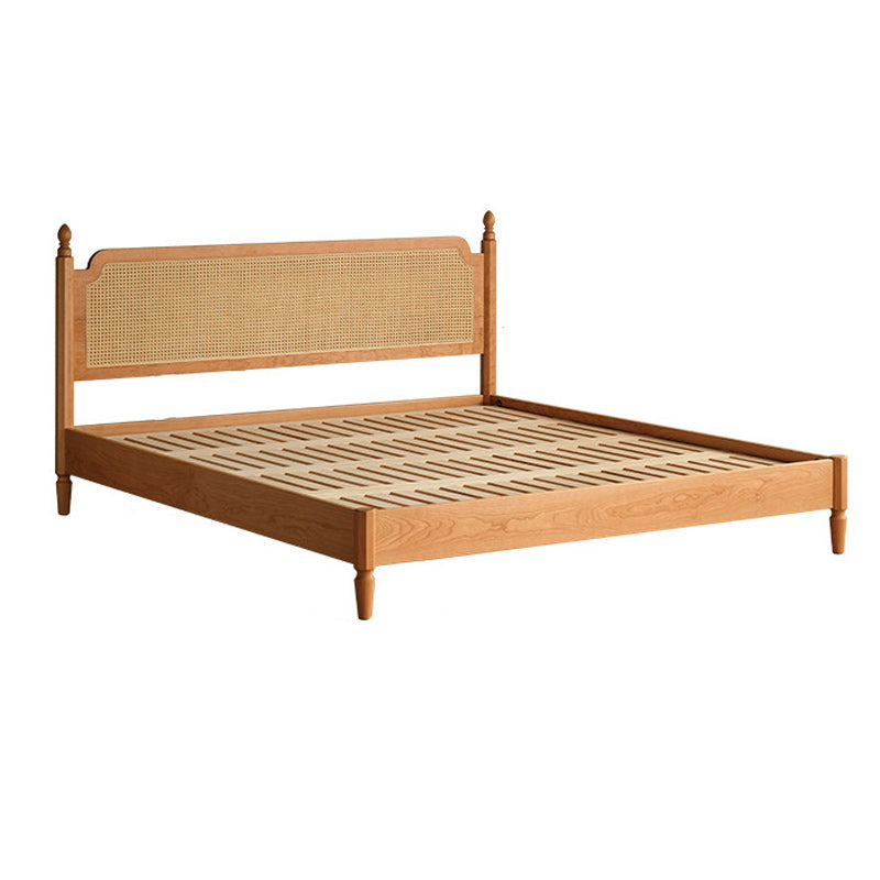 Contemporary Standard Bed Cherry Solid Color Bed Frame With Custom Gold Legs Rectangular Clearhalo 'Bedroom Furniture' 'Beds' 'furn' 'furn_beds' 'Furniture' 6993459