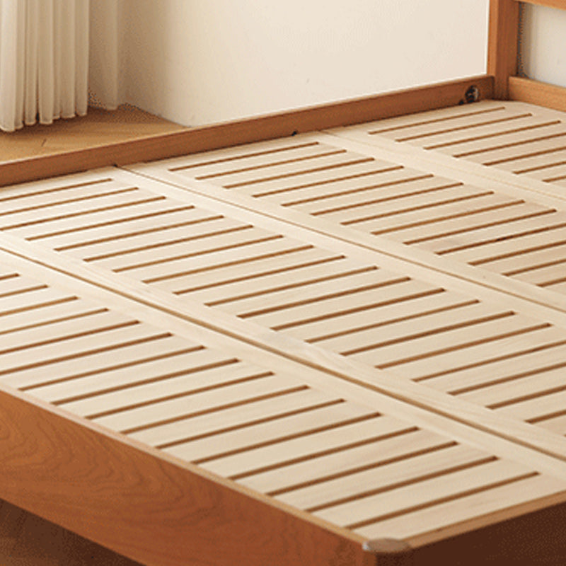 Contemporary Standard Bed Cherry Solid Color Bed Frame With Custom Gold Legs Clearhalo 'Bedroom Furniture' 'Beds' 'furn' 'furn_beds' 'Furniture' 6993466