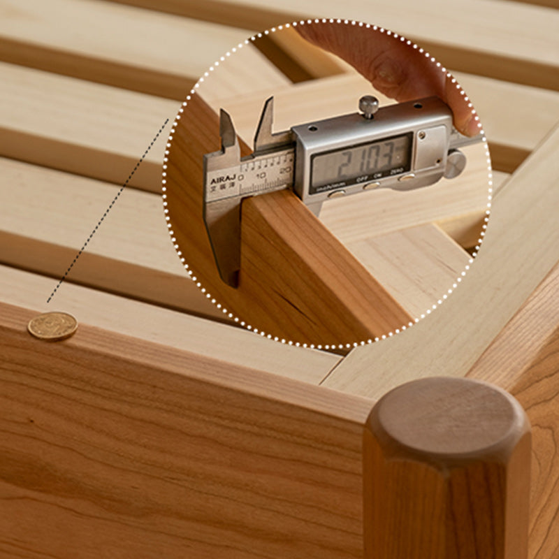 Contemporary Standard Bed Cherry Solid Color Bed Frame With Custom Gold Legs Clearhalo 'Bedroom Furniture' 'Beds' 'furn' 'furn_beds' 'Furniture' 6993467