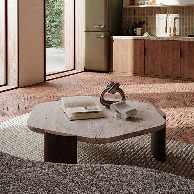 3 Legs Bunching Tables Modern Geometric Stone Coffee or End Table 45"L x 41"W x 16"H Clearhalo 'Coffee & Accent Tables' 'Coffee Tables' 'coffee_tables' 'furn' 'furn_coffee_tables' 'Furniture' 'Living Room Furniture' 6993498