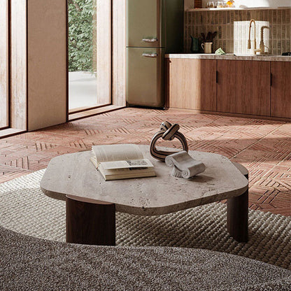3 Legs Bunching Tables Modern Geometric Stone Coffee or End Table 45"L x 41"W x 16"H Clearhalo 'Coffee & Accent Tables' 'Coffee Tables' 'coffee_tables' 'furn' 'furn_coffee_tables' 'Furniture' 'Living Room Furniture' 6993498